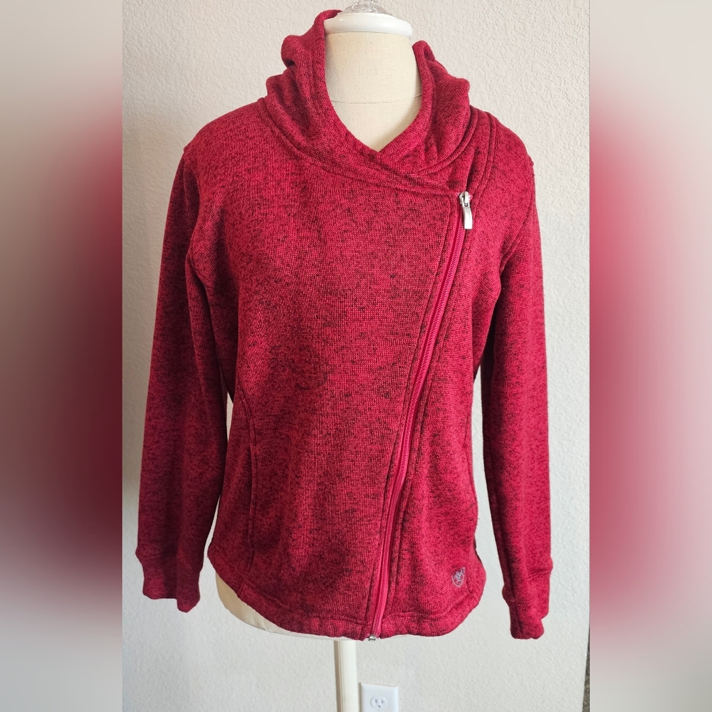 ARIAT Full Zip Heavy Cozy Fleece Hooded Sweater/Jacket Womens large Red